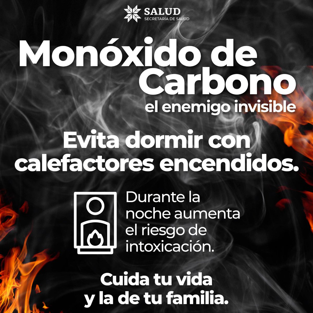 El monóxido de carbono puede acumularse mientras duermes, sin que notes ningún síntoma. ⚠️ Si usas calefacción, apágala antes de acostarte y mantén el espacio ventilado.

#PrimeroTuSalud