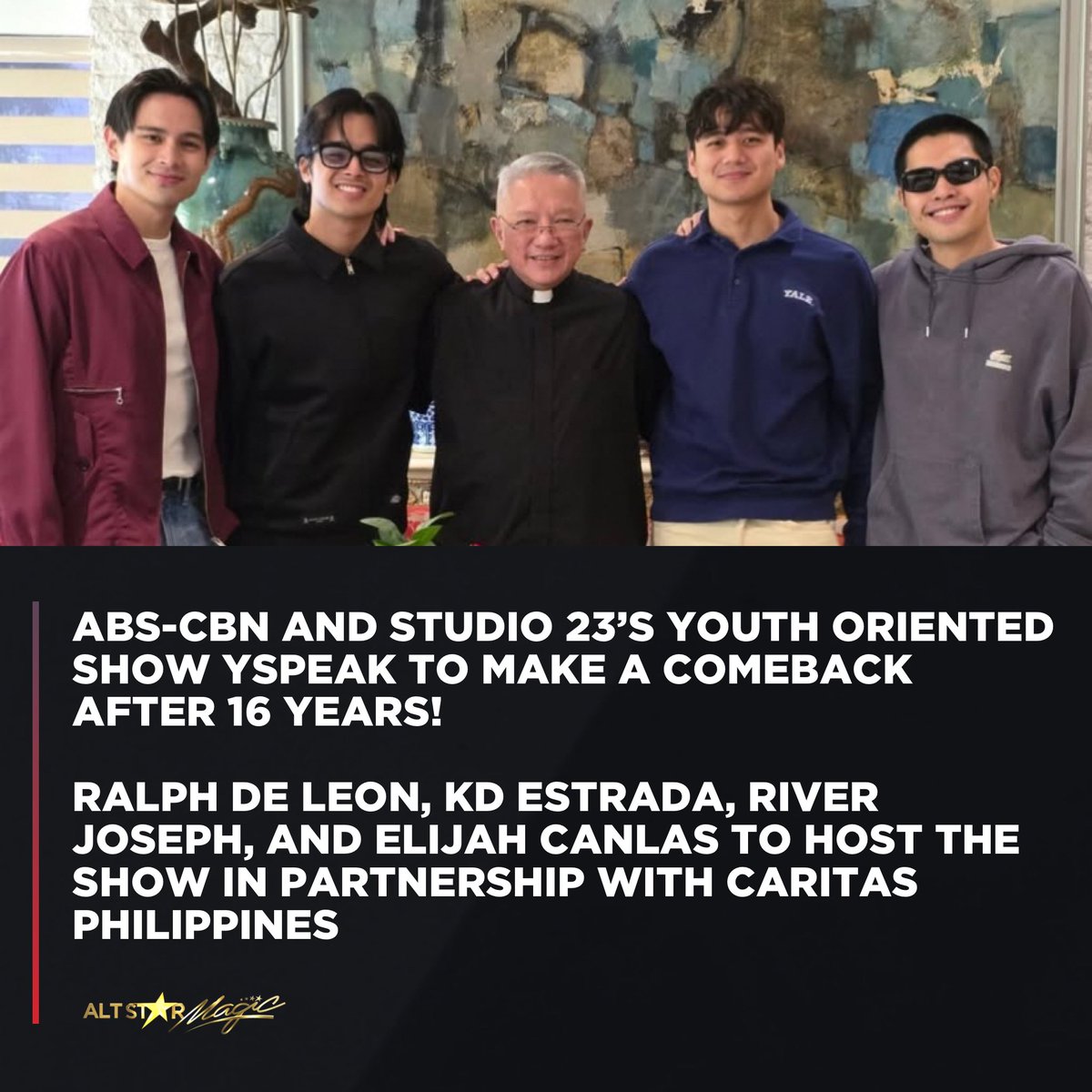 AltStarMagic's tweet photo. LOOK: MAGBABALIK NA ANG BOSES NG MGA KABATAAN 🤙🏻

ABS-CBN and Studio 23’s award-winning show #YSpeak will have its comeback after 16 years in partnership with Caritas Philippines!

The new season will be hosted by former Pinoy Big Brother housemates Ralph de Leon, KD Estrada, River Joseph with award-winning actor Elijah Canlas and two female hosts, which will center as a civics education and formation program primarily focuses on the youth as its main audience.

#YSpeak is a youth-oriented debate show that discussed Philippine issues which became Studio 23’s flagship show from 2005 until 2010.