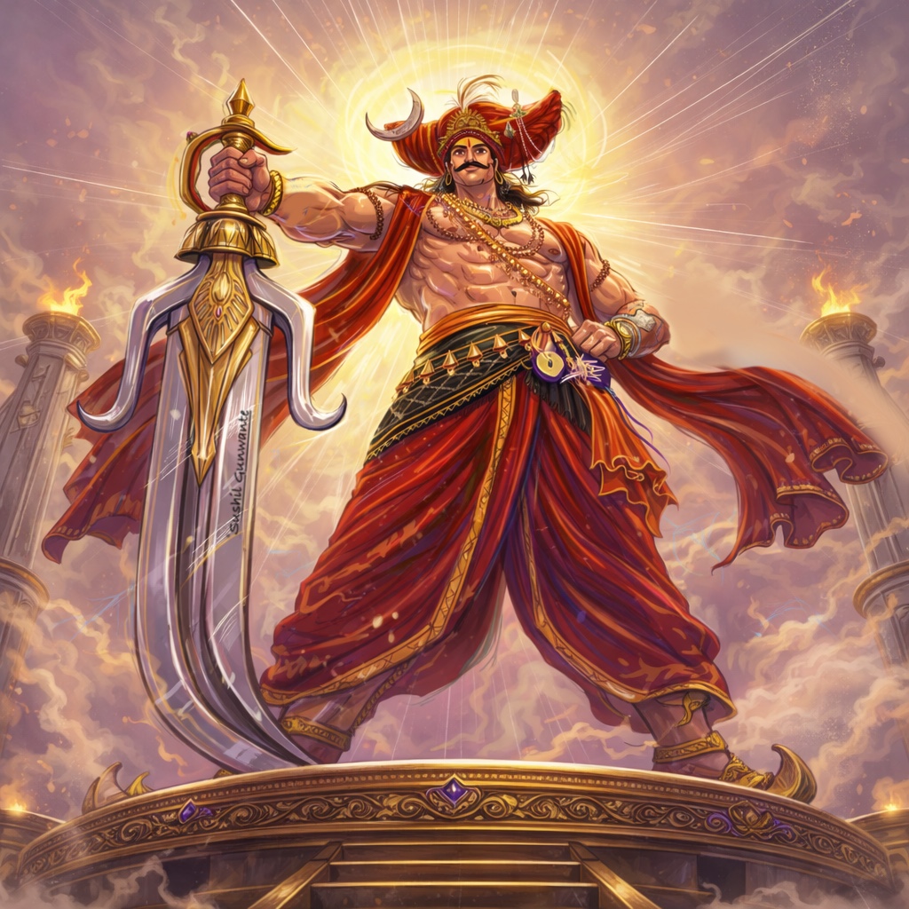 GunwanteSushil's tweet photo. Jai malhar anime art by Sushil Gunwante #jaimalhar #khandoba #anime #sushilgunwante #martand #bhairava #malhari #khanderai #jejuri #mailapur #shiva #pune #conceptart #devdattanage #maratha #hindu #god https://t.co/ajWLUuoCrS
