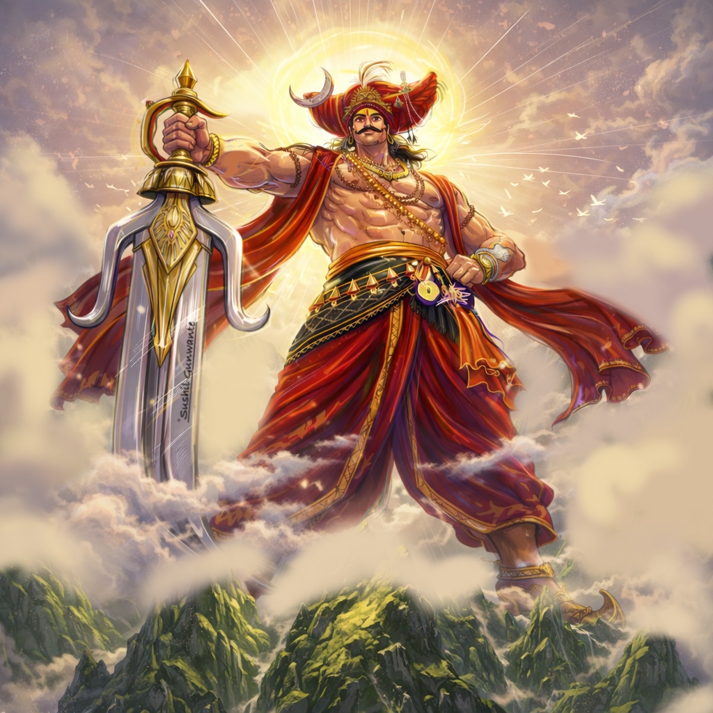 GunwanteSushil's tweet photo. Jai malhar anime art by Sushil Gunwante #jaimalhar #khandoba #anime #sushilgunwante #martand #bhairava #malhari #khanderai #jejuri #mailapur #shiva #pune #conceptart #devdattanage #maratha #hindu #god https://t.co/ajWLUuoCrS