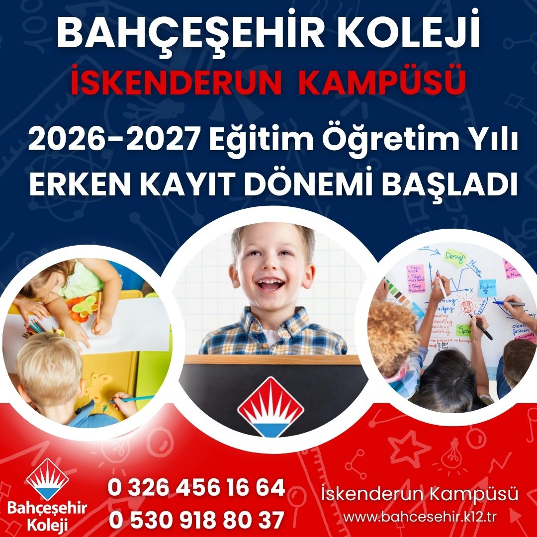 Bahçeşehir Koleji İskenderun Kampüsü, akademik başarıyı güçlü değerlerle birleştiren eğitim anlayışıyla
2026-2027 EĞİTİM ÖĞRETİM YILI ERKEN KAYIT DÖNEMİNE BAŞLAMIŞTIR. 

📞 Randevu ve detaylı bilgi için:
0(326)456 16 64
0(530)918 80 37