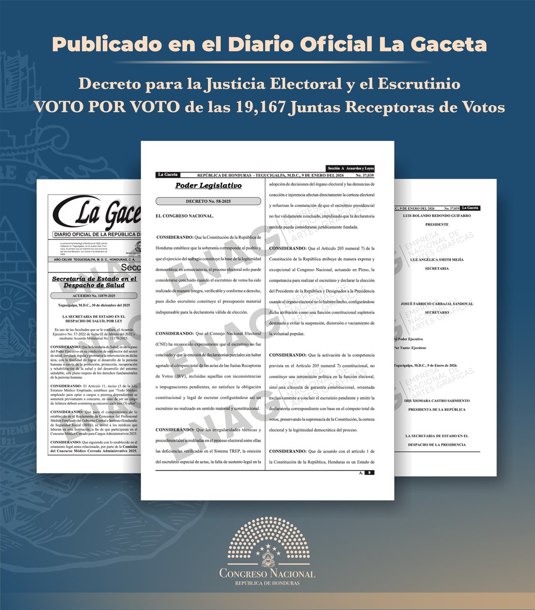 📜🟢 I 𝗣𝘂𝗯𝗹𝗶𝗰𝗮𝗱𝗼 𝗲𝗻 𝗲𝗹 𝗗𝗶𝗮𝗿𝗶𝗼 𝗢𝗳𝗶𝗰𝗶𝗮𝗹 𝗟𝗮 𝗚𝗮𝗰𝗲𝘁𝗮 𝗲𝗹 𝗱𝗲𝗰𝗿𝗲𝘁𝗼 𝗽𝗮𝗿𝗮 𝗹𝗮 𝗷𝘂𝘀𝘁𝗶𝗰𝗶𝗮 𝗲𝗹𝗲𝗰𝘁𝗼𝗿𝗮𝗹 𝘆 𝗲𝗹 𝗿𝗲𝗰𝘂𝗲𝗻𝘁𝗼 𝘃𝗼𝘁𝗼 𝗽𝗼𝗿 𝘃𝗼𝘁𝗼 𝗱𝗲 𝗹𝗮𝘀 𝟭𝟵,𝟭𝟲𝟳 𝗝𝘂𝗻𝘁𝗮𝘀 𝗥𝗲𝗰𝗲𝗽𝘁𝗼𝗿𝗮𝘀 𝗱𝗲 𝗩𝗼𝘁𝗼𝘀.🗳️