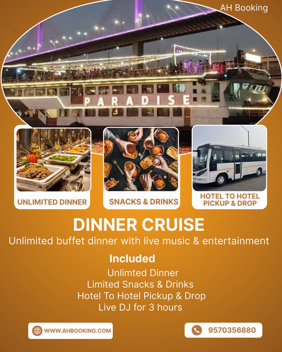 AhBookingGoa's tweet photo. π’π Goa Dinner Cruise Experience!
π½οΈ Unlimited Buffet Dinner
πΆ Live DJ (3 Hrs)
π₯€ Snacks & Drinks
π Hotel Pickup & Drop
Mandovi River β’ Music β’ Lights β’ Food
β οΈ Limited Seats β Book Now!
π² 9570356880 | π https://t.co/YIqctPIAYT
#AHBooking #AHBookingGoa #AHBookingFromNow https://t.co/elbFnjXbNi