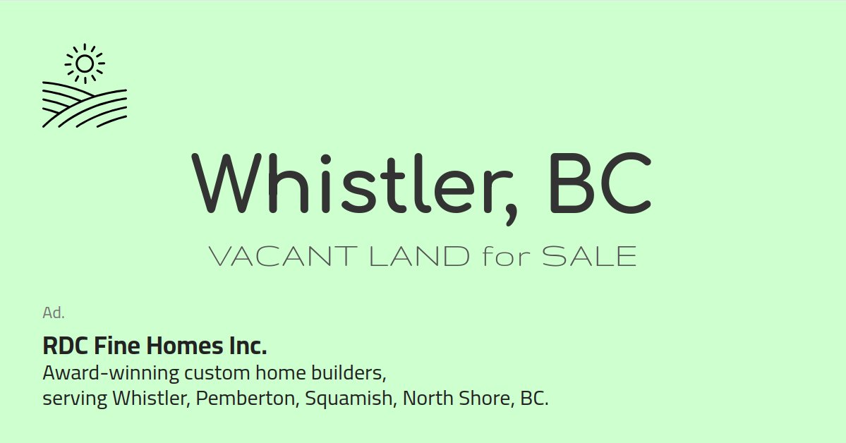 Vacant land for sale in Whistler, BC, Canada.

All listings 👇
rem.ax/46AQEDo

Speak to Denise Brown <a href="/denisebrownwhis/">Denise Brown RE/MAX Whistler BC Canada</a> about your options.

Build your dream home with <a href="/RDCFineHomes/">RDC Fine Homes</a>

#vancouver #whistlerhomes #toronto #calgary #vancity