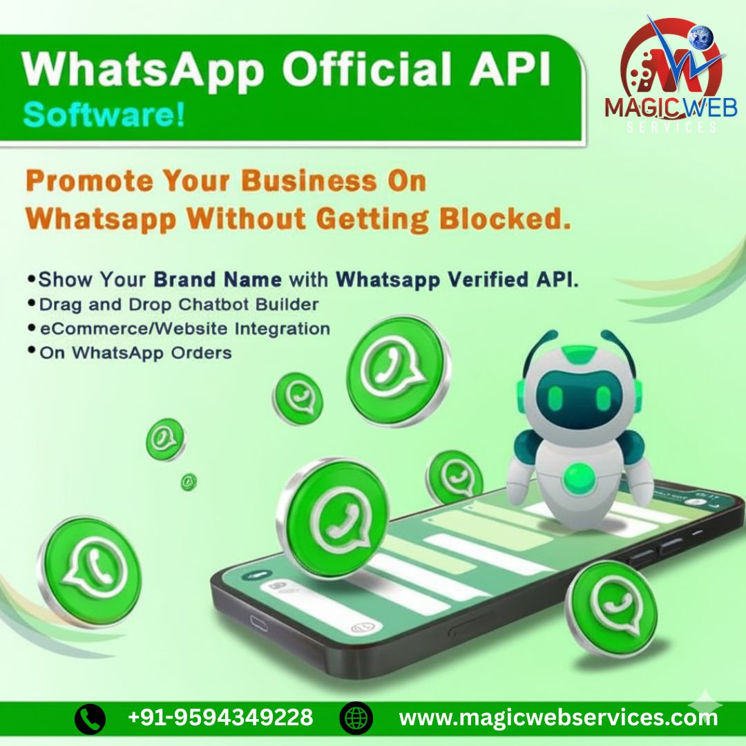 MagicWebService's tweet photo. 🚀 Promote your business on WhatsApp without getting blocked!

Use WhatsApp Official API by Magic Web Services ✅
✔ Verified Brand Name
✔ Drag &amp; Drop Chatbot 🤖
✔ Website &amp; eCommerce Integration
✔ Orders on WhatsApp 🛒
📞 +91-9594349228
🌐 https://t.co/j5YVvN5dgV https://t.co/DTugswvr9R