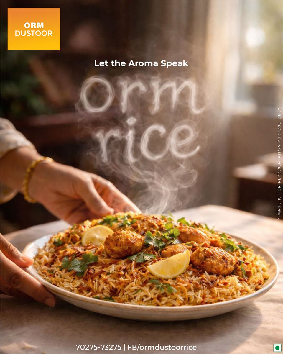 OrmFoods's tweet photo. Nothing says home like the scent of a fresh Biryani.
ORM DUSTOOR brings you the finest rice where every grain is a testament to flavor and aroma. Let your cooking do the talking today! 🥘🧡 https://t.co/0yvQ8bIw6D