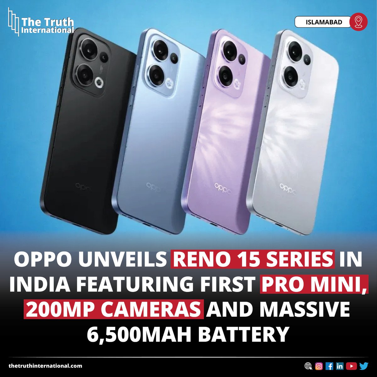 ttimagazine's tweet photo. OPPO Unveils Reno 15 Series in India Featuring First Pro Mini, 200MP Cameras and Massive 6,500mAh Battery

Details:
https://t.co/chcHRbikQR

#OPPO #Unveils #Reno15 #Series #India #Featuring #First #ProMini #200MP #Cameras #Massive #6500mAh #Battery https://t.co/gqn9PVkzB1