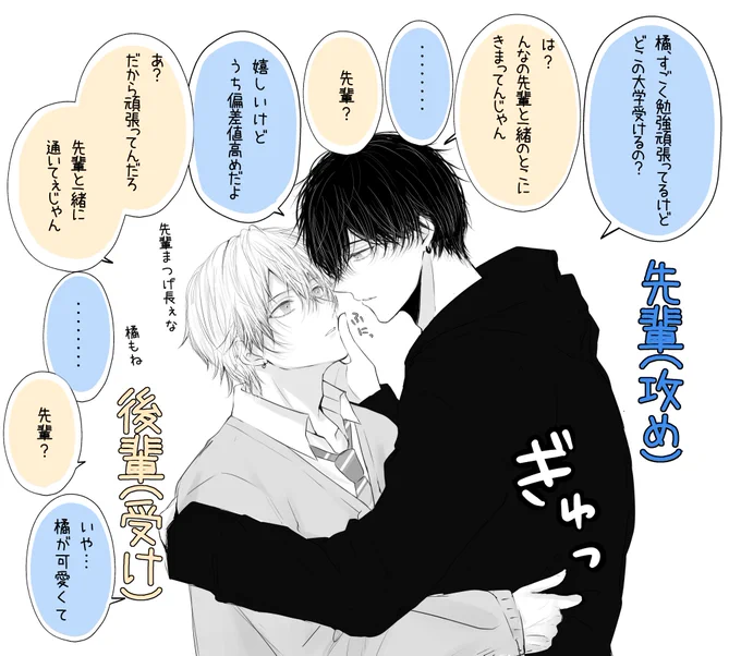 受験勉強を頑張る後輩に思わず本音が出ちゃう先輩
#創作BL 