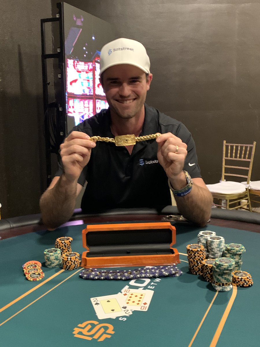 Winner of the first BSN Bitcoin Poker event. 1st place $3,575 paid in  Bitcoin plus a one of a kind tournament winners bracelet. Total prize value  $5,000. 71 players Prize pool of
