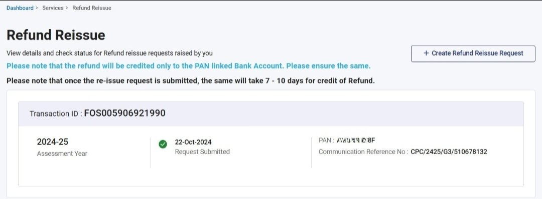 awesumlyf's tweet photo. .@IncomeTaxIndia  Refund failed for AY 24-25 for which I am unable to raise a reissue. Raised grievances 20215275, 24086311, 24120315 and 24667850  closed asking me to create a new reissue request but the refund failure is not updated in the portal. Kindly resolve https://t.co/Qo7EGZylnk
