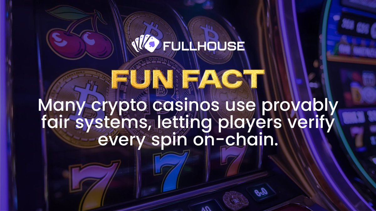 🧠 Fun fact: Many crypto casinos use provably fair systems, letting players  verify every spin on-chain. Transparency > trust 🔐 For more information,  follow our Official Twitter Page: https://t.co/aAOHDt2UZV #CryptoFacts  #BlockchainGaming #CasinoLife
