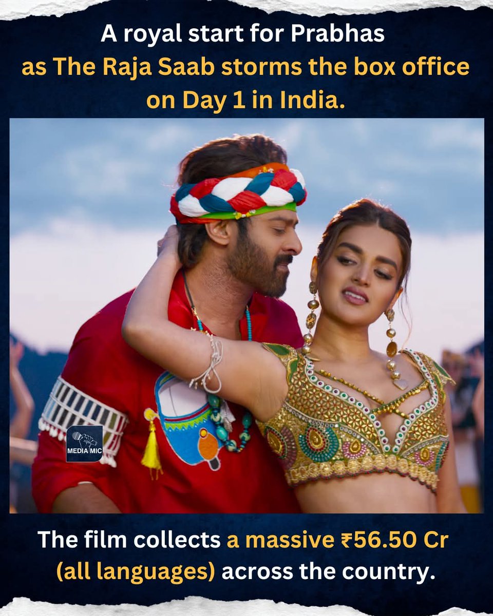thalaprabha21's tweet photo. Prabhas opens big once again as The RajaSaab posts a huge ₹56.50 Cr (all languages) in India on Day 1, and the royal reign continues ✅🔥
#Prabhas #TheRajaSaab #Day1Collections #IndiaBoxOffice https://t.co/viy5QTfGVK