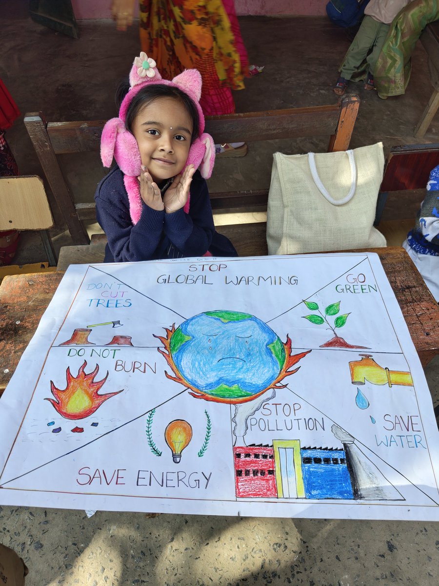 subhamdas01's tweet photo. Little hands, big message! 🌍 Sumansi Somibha Das, an LKG student from Salipur English Medium School, Odisha, India, shares her art to protect our planet. Her plea: Stop Global Warming. 🛑🔥
The science is clear; the children are asking. @UN @UNFCCC @IPCC_CH  #ClimateAction https://t.co/C7nDl7hua4