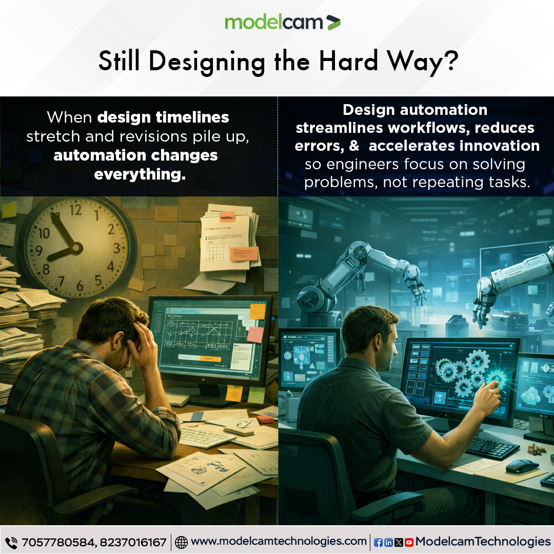 Modelcam's tweet photo. Design automation is reshaping engineering.

No more repetitive tasks.
Smarter workflows, fewer errors &amp; faster product development — so engineers can focus on innovation.

🔗https://t.co/v3lC7A6l6i

#DesignAutomation #FutureOfEngineering #EngineeringTech https://t.co/LyAhjhGOPb