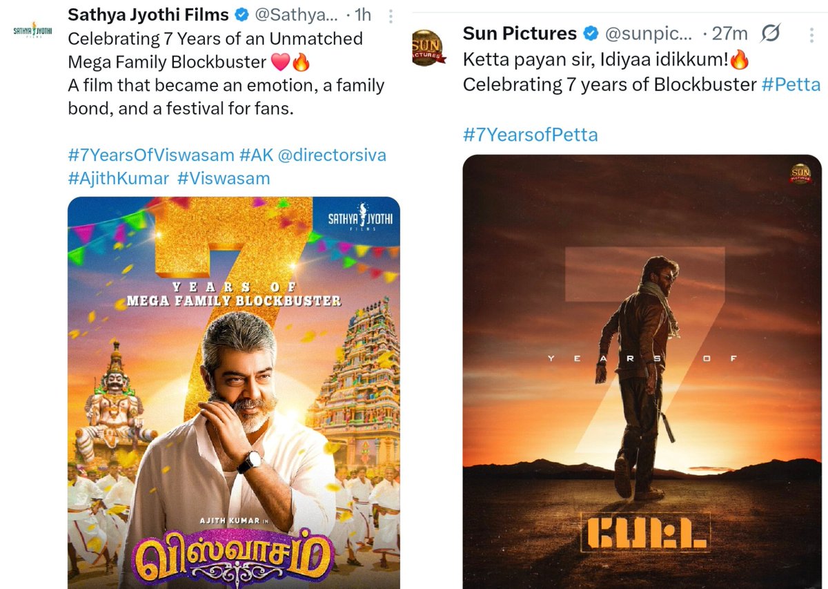 TrollywoodX's tweet image. There will never be another 2019 💥💥

#Viswasam 🤝 #Petta