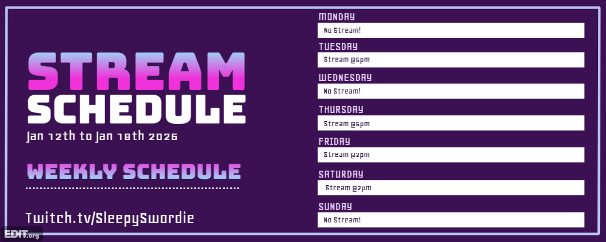 Stream schedule for next week <3