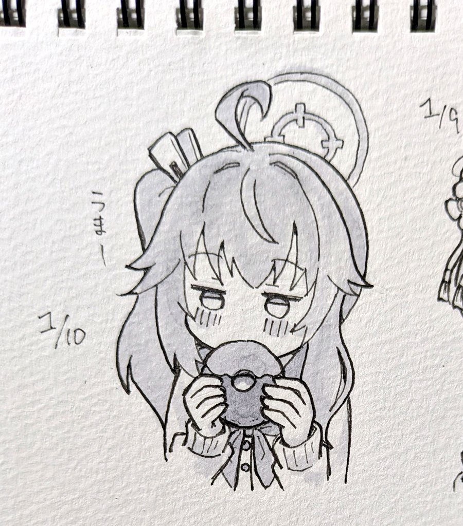 今日はブルアカのナツを描きました 