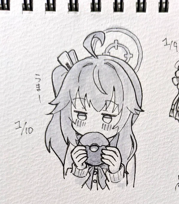 今日はブルアカのナツを描きました 