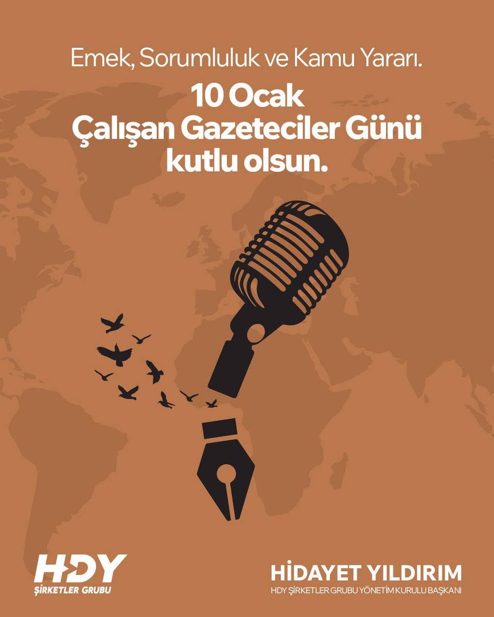 Toplumun doğru, tarafsız ve hızlı bilgiye ulaşması için büyük bir sorumluluk üstlenen tüm basın mensuplarının 10 Ocak Çalışan Gazeteciler Günü’nü kutluyorum.
Görevlerini özveriyle yerine getiren tüm gazetecilere saygılarımı sunuyorum.