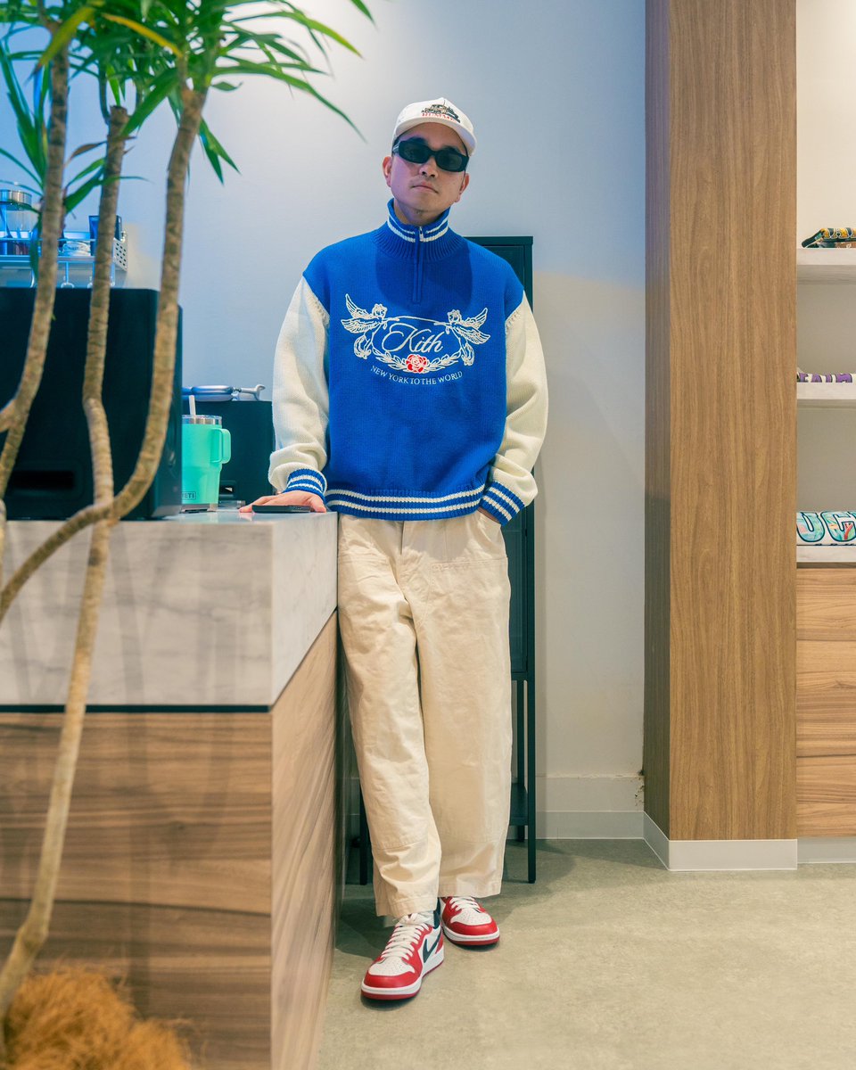 kith ハーフジップニット 昨日の動画で買ったKITHのニットハーフジップ 丈短めでスッキリ！最高