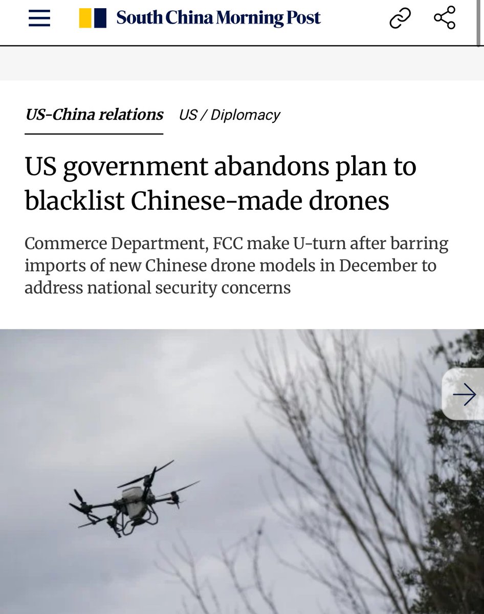 US to abandon plans to restrict Chinese drones.

Everywhere I look, China keeps winning.😎