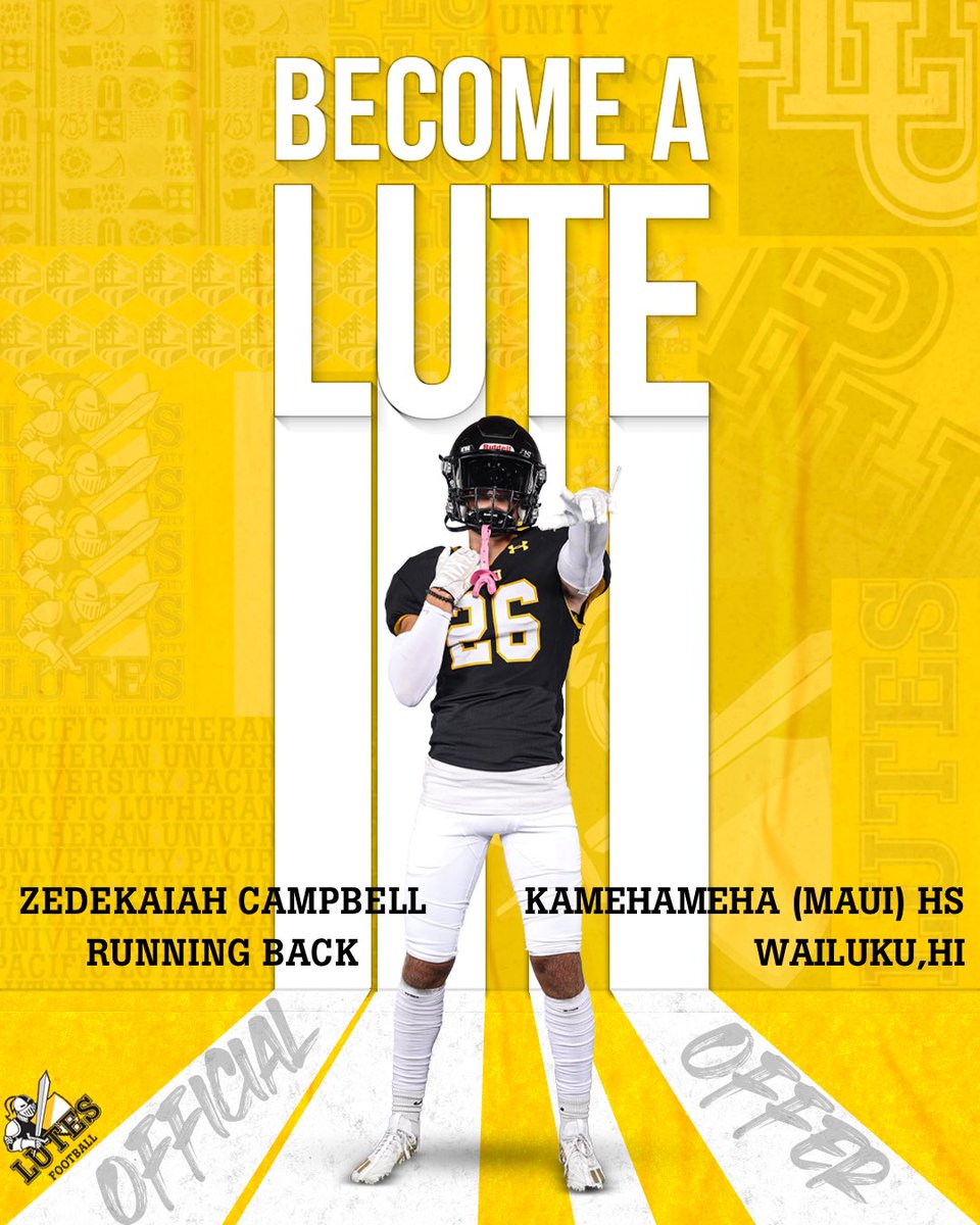 Zede_Camp's tweet photo. Blessed to receive an official offer from Pacific Lutheran University. Had a great phone call with @coachrdaley and thankful for his confidence in me 💛🖤#GoLutes https://t.co/4DGlff52Iu