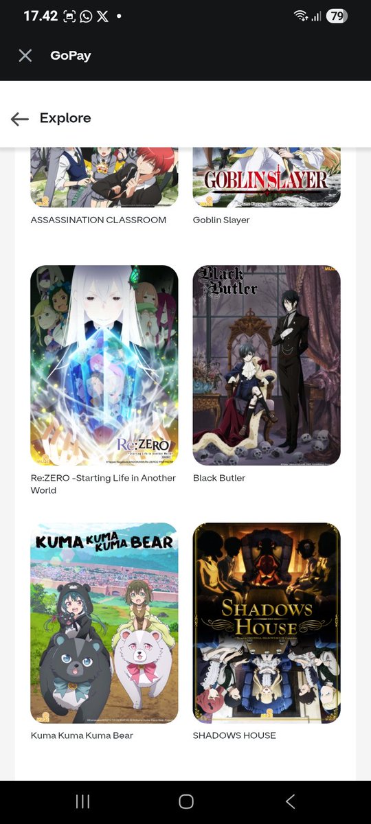 adoriwe's tweet photo. ini mah gokil bgtt GoPay, fitur nonton anime nya itu loh lengkap bgtt animenya https://t.co/bZunK8y31e