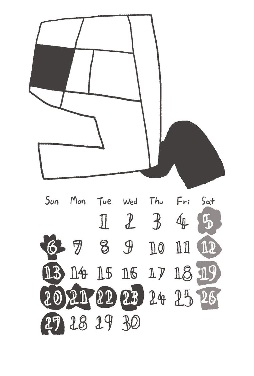 2026年オリジナルカレンダー
『what month and day？』モノクロバージョン
10枚目/全15枚