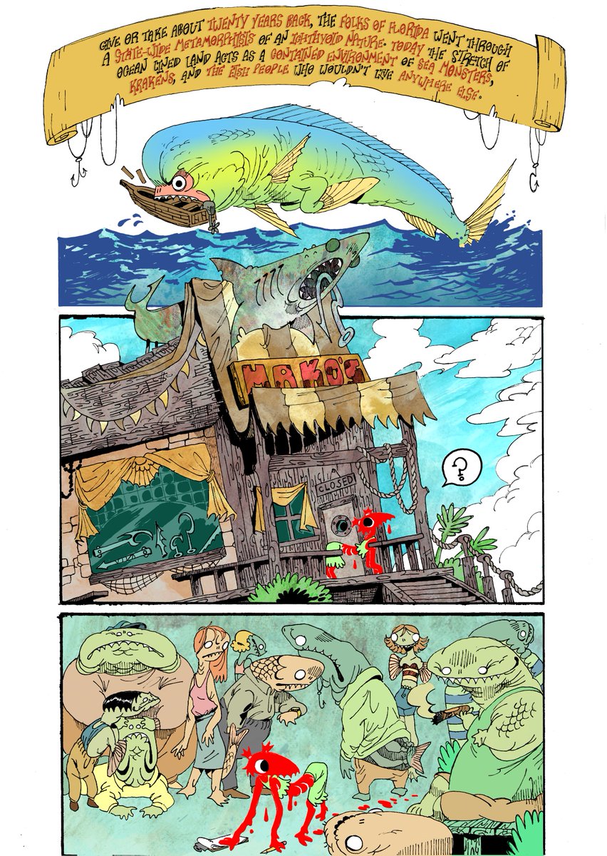 ScribblingC's tweet photo. The Eelpouts (RFF origin) 1/3
I wanted to try a longer comic so I can better flesh-out the setting and world, and give more of the lore people have been asking me for. Now you know how Clive got his tackle shop!
If you want me to keep doing longer comics, please consider sharing. https://t.co/TopUkjBgyO