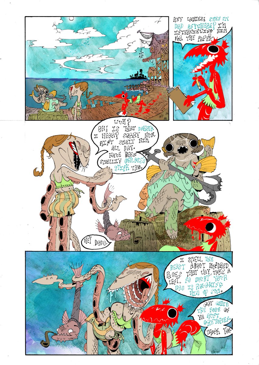 ScribblingC's tweet photo. The Eelpouts (RFF origin) 1/3
I wanted to try a longer comic so I can better flesh-out the setting and world, and give more of the lore people have been asking me for. Now you know how Clive got his tackle shop!
If you want me to keep doing longer comics, please consider sharing. https://t.co/TopUkjBgyO