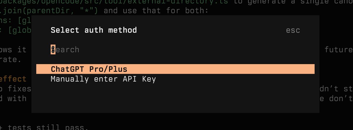 opencode auth selector