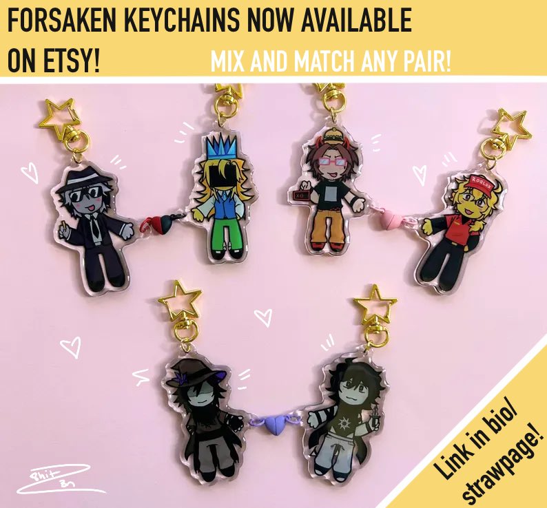 8hit_z3n's tweet image. LINK AND MORE PHOTOS IN 🧵 #forsaken #keychains #etsyshop #forsakenmerch #robloxart