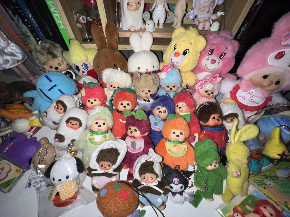 detritits's tweet photo. some of my monchhichi charms, other plush charms, licca dolla, kewpie phone charms and bag trinkets/charms ✨🍎🐛 https://t.co/9yoCA58ZYr