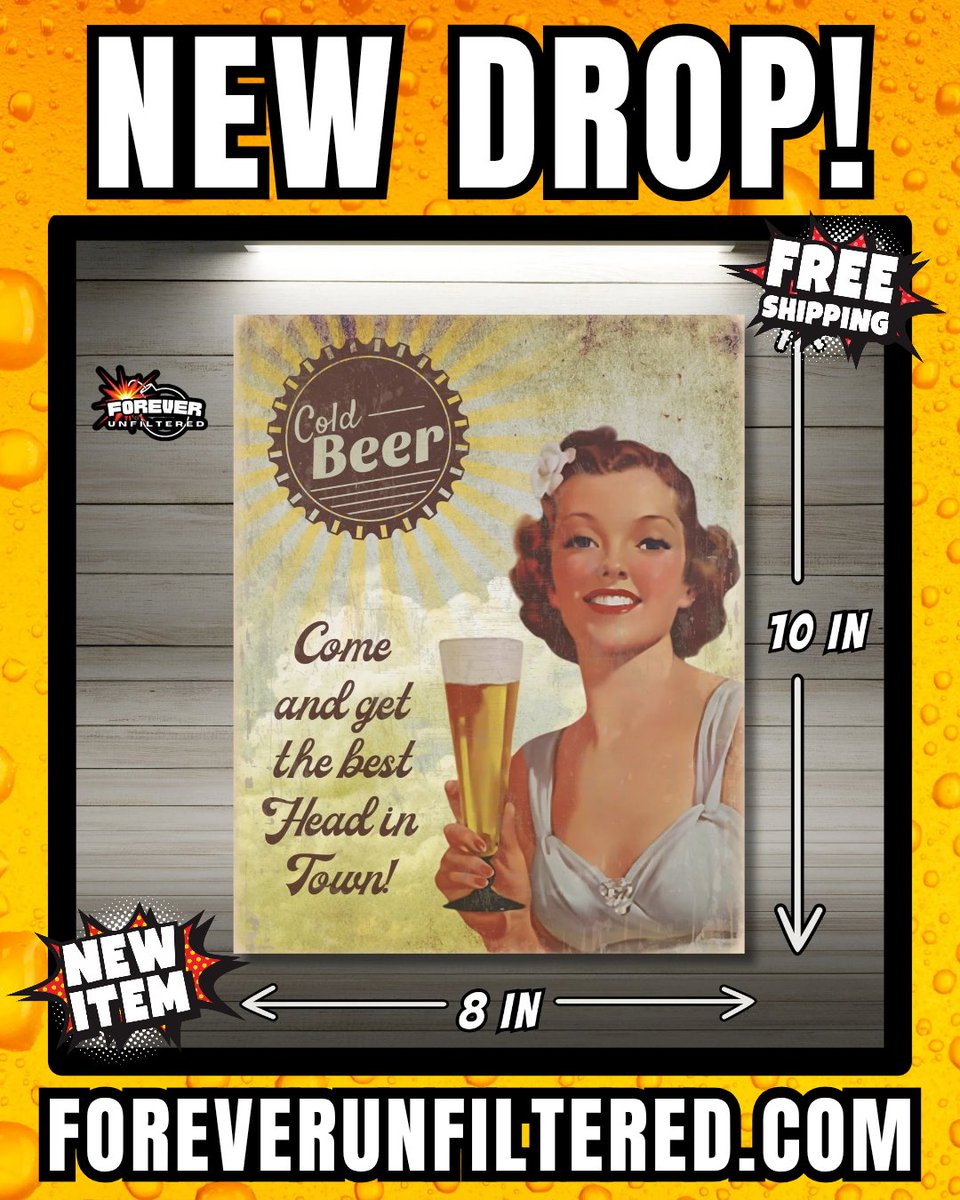 ForeverUnfiltrd's tweet photo. New Drop! "Best Head In Town" Aluminum Wall Art Sign! Free shipping to anywhere in Canada and the USA with no tarriffs!  #wallart  #signs  #fypシ #mancave #beer

https://t.co/UuCTKtbWmw https://t.co/dvcv4mqc6C