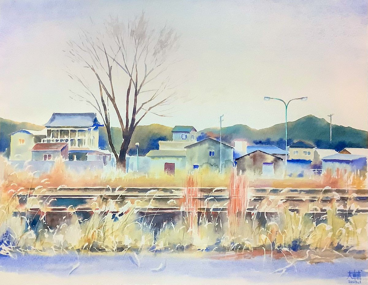 冬の風景 2023年制作 ウォーターフォードホワイト水彩紙F6 透明水彩