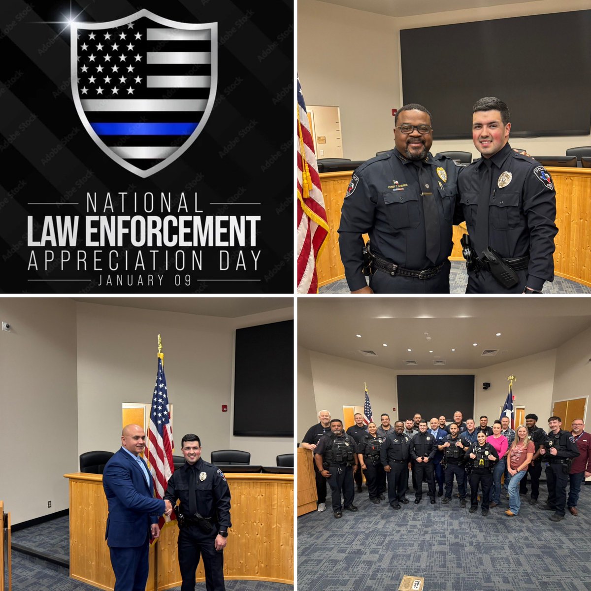 On #LawEnforcementAppreciationDay, I want to thank officers and staff members of <a href="/CiboloPD/">Cibolo Police Dept</a> for their service, integrity, and commitment to our <a href="/cityofcibolotx/">City of Cibolo</a> community. I also had the honor to swear in our newest police officer today. The future is bright at Team CPD!