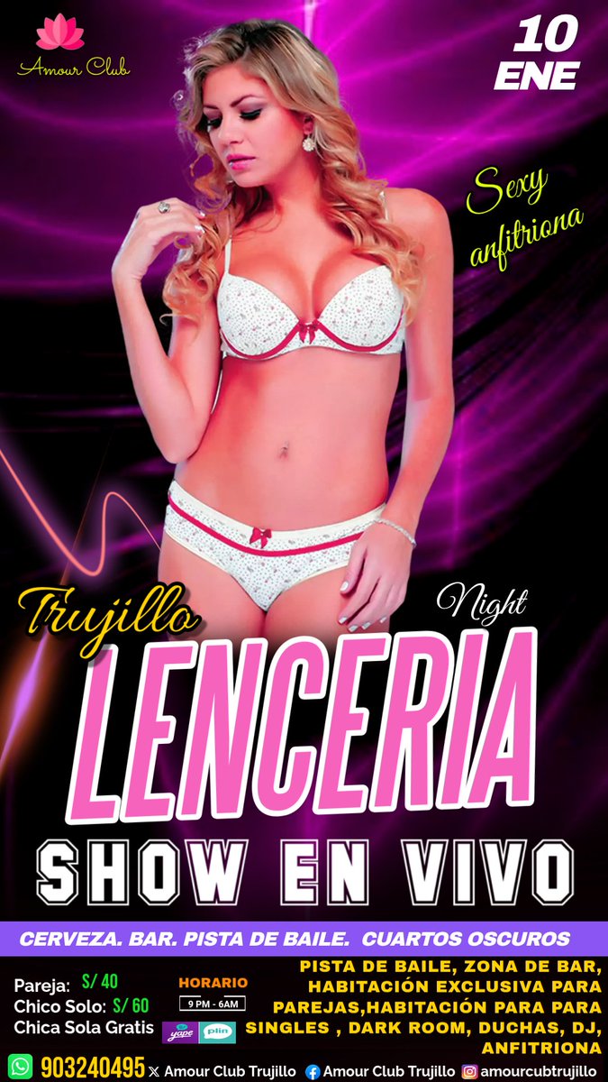 Este sábado 10 de Enero  tenemos Fiesta Swinger de  "LENCERÍA"

Ven y vive tu fantasía en esta noche de  Líbido y Lujuria ❤️‍🔥 

No te lo pierdas!
🔥🔥🔥🔥🔥🔥

Reservación al WhatsApp:wa.link/0ctkqr