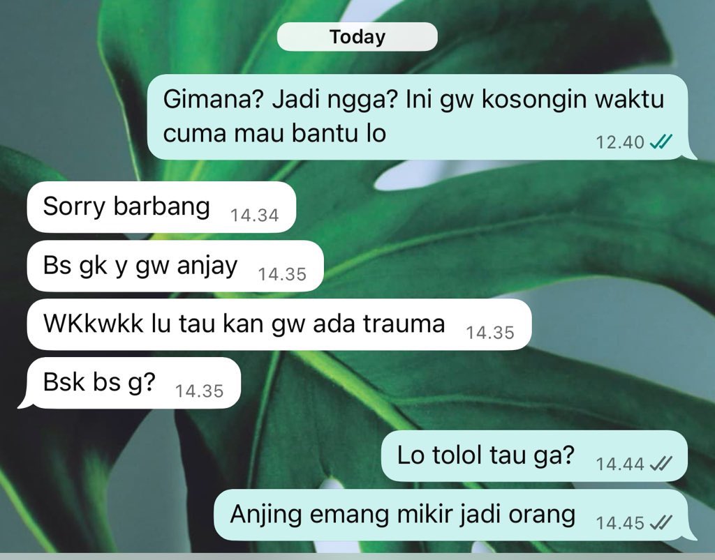 Jangan bantu orang yang gamau dibantu 😌