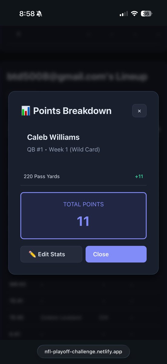 TheBrainDon's tweet photo. Improved score breakdowns, login flow and additional minor UI tweaks. Thanks to the handful of you that created leagues! https://t.co/p3ykHwmU2a