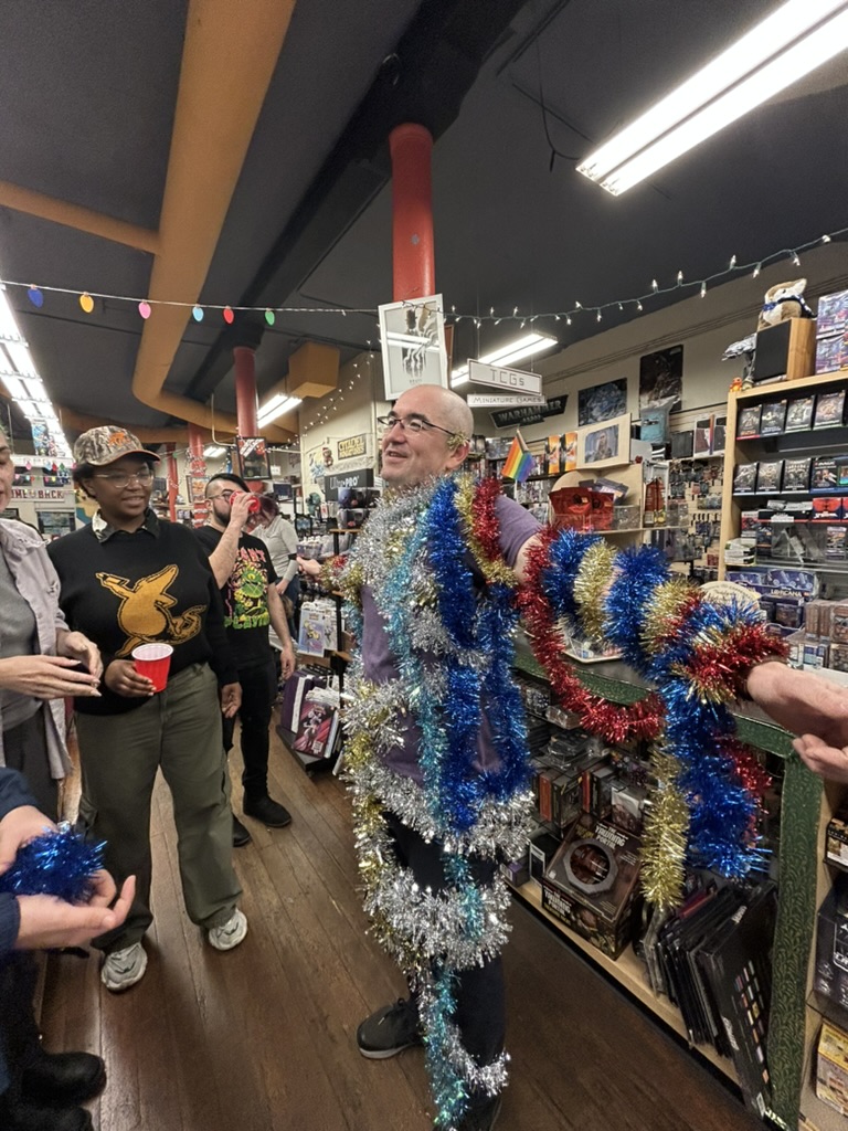 GamescapeSF's tweet photo. This past Tuesday, the Gamescape Crew took the time to celebrate all our hard work throughout the Holiday season! We are so thankful for all of the support and can't wait to show you what we have in store for 2026 🃏🧩🎲
#gamescape #friendlylocalgamestore #boardgames https://t.co/XODQ6WLuvU