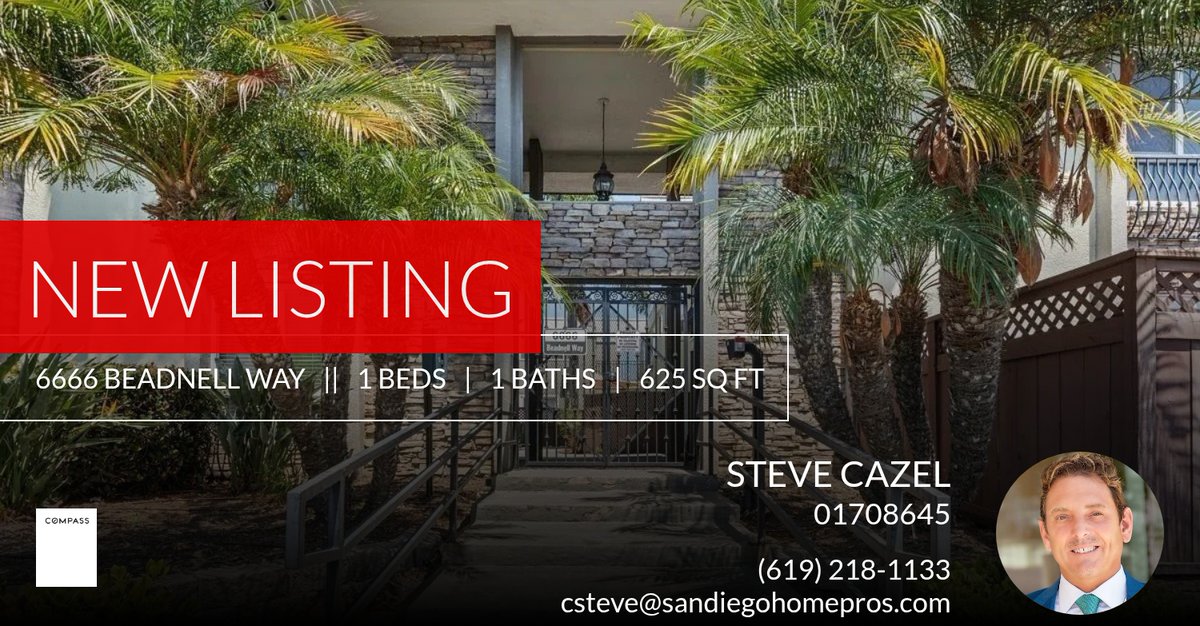 SurvivorSteve's tweet photo. If you're looking for a 1 bedroom home in San Diego, this new listing could be the one! Click for more pictures and information. Show someone who might be interested or call me at (619) 218-1133!

Steve Cazel
Barrett Real Estate,... https://t.co/w9YeUUMVRb https://t.co/YCds2Xm83F