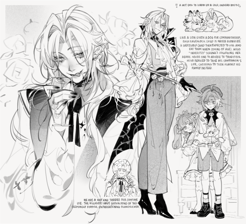 vampire AU. 1 like and i'll draw him making a mess of 🐺's neck. #lycahugo