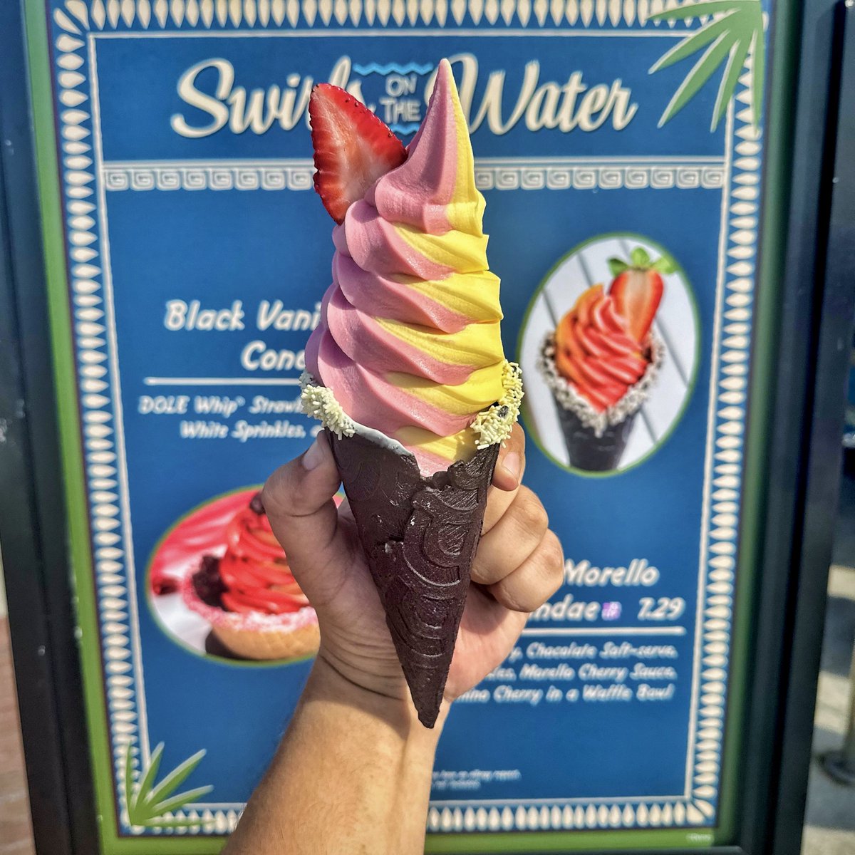 TuckBeck's tweet image. Guys!!! Checkout this BRAND NEW Black Vanilla Waffle Cone at Swirls On The Water, exclusively only found at Disney Springs!!! 🙌🏼🙌🏼🙌🏼
.
#DisneyBlogger #SwirlsOnTheWater
#TuckDoesDisney #DisneySprings
#WaltDisneyWorld #Disney ✨
