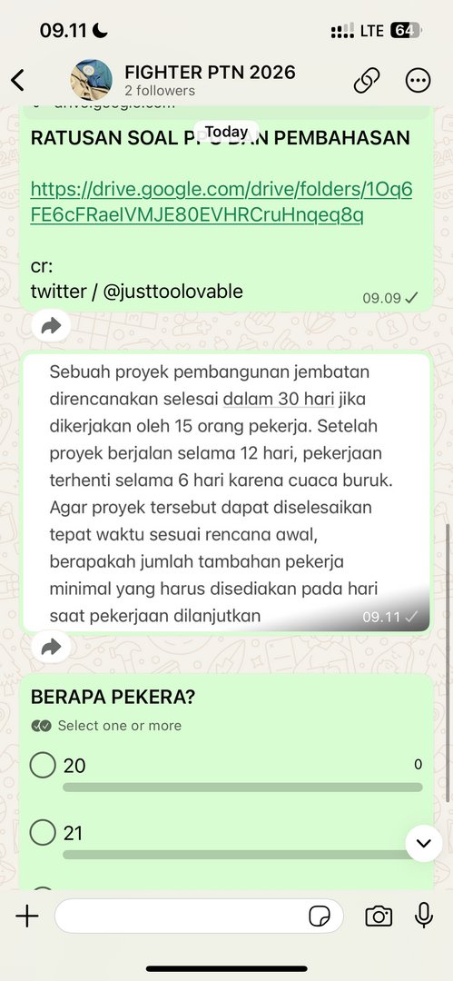 sbmptnfess's tweet photo. PTN! AKU BARU BUAT CHANEL BUAT BELAJAR UTBK ADA KUMPULAN SOAL DAN KUIS TIAP HARI KALIAN PADA MAU JOIN GAA??
sender di komen ya! https://t.co/JepBe0LAUc