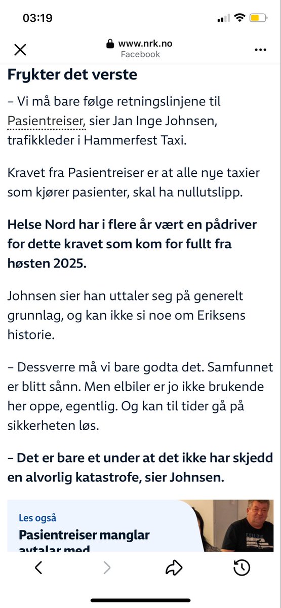 Fordi «klima». Helse Nord må jo også få lov til å drive med klimapolitikk. Det blir for kjedelig å bare behandle pasienter. At drosjen går tom for strøm midt på fjellet er slikt som skjer. 

nrk.no/tromsogfinnmar…