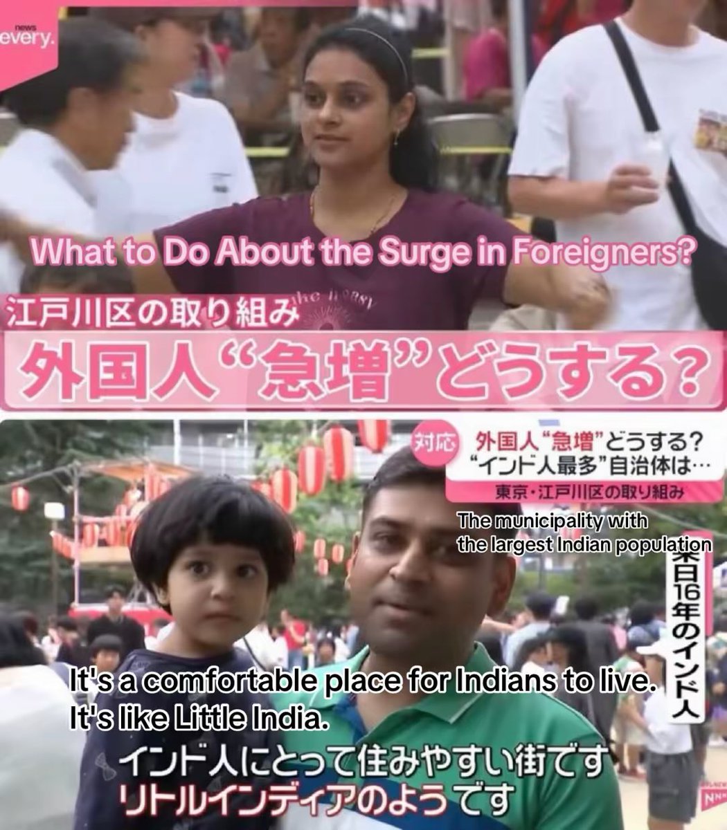 callistoroll's tweet image. &amp;gt; Japanese TV reporting on the surge of Indians in Japan

&amp;gt; Indian is asked what they like the most about Japan

&amp;gt; “it’s comfortable becuase Indians have turned Japan into India”

why are they like this?