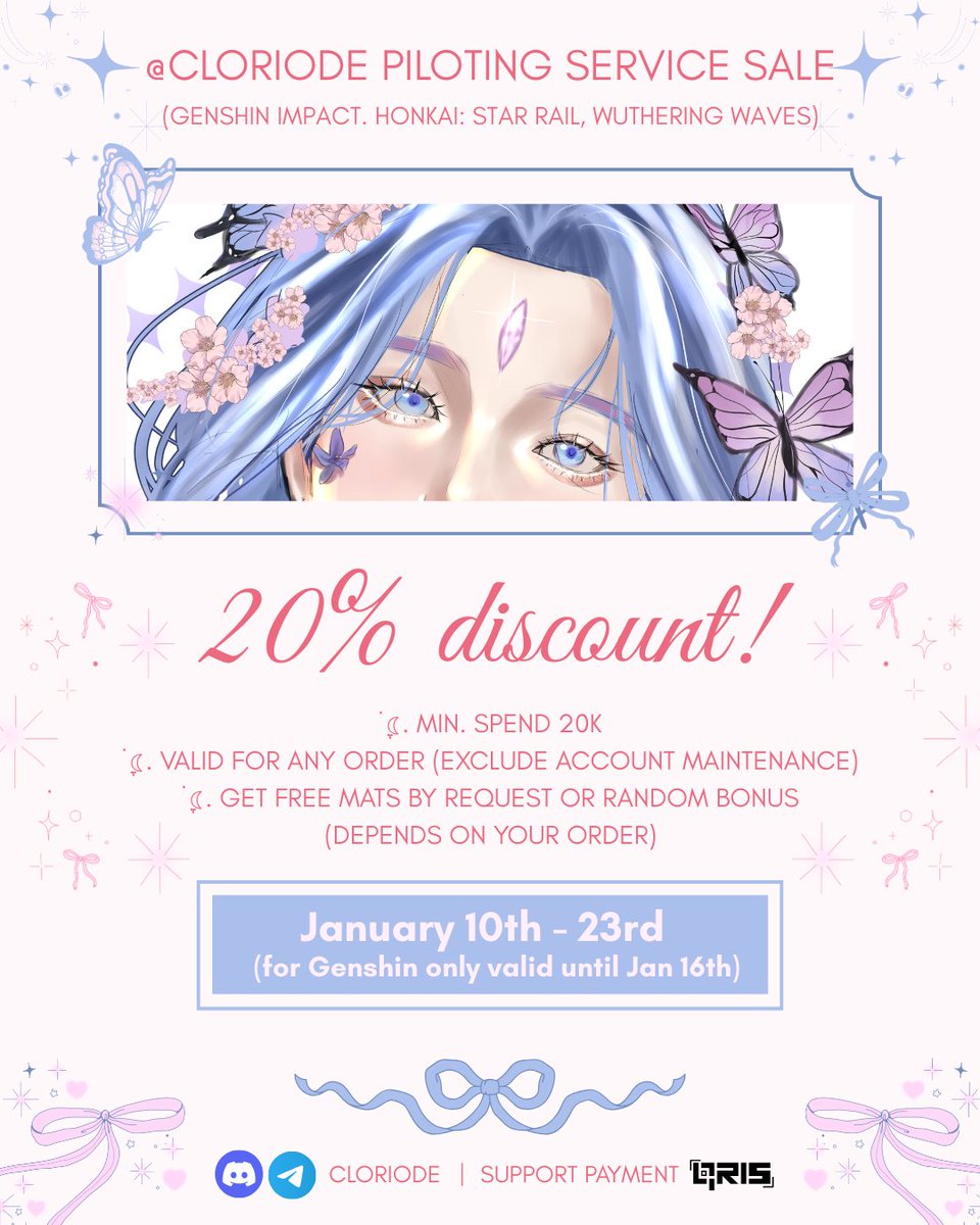 Help RT pls… ty! 🤍

New content is out and you’re too busy to grind? Let me take care of it 🦭

💫 20% SPECIAL DISCOUNT is waiting — come and taste the magic! 🪄✨️

📌 Other pricelists &amp; more info: linktr.ee/cloriode

#zonauang