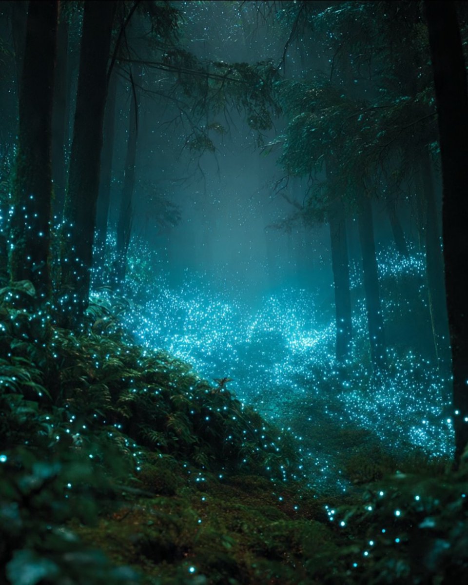 forallcurious's tweet image. 🚨: There’s a forest in New Zealand that glows like a galaxy once the Sun sets down✨