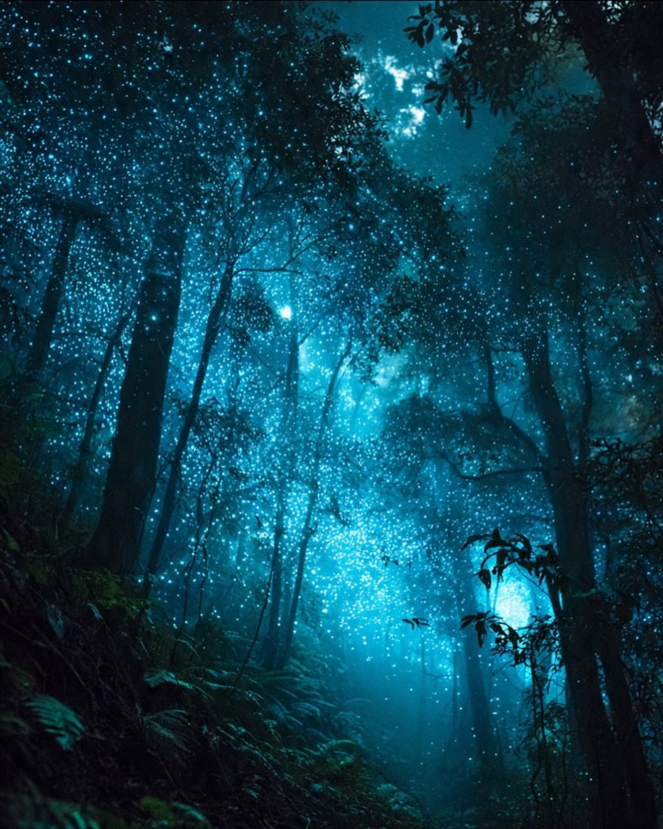 forallcurious's tweet image. 🚨: There’s a forest in New Zealand that glows like a galaxy once the Sun sets down✨