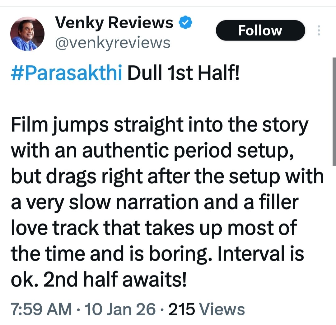 OruPereVaralaru's tweet photo. #Parasakthi first half Review 😂🤡

#ParasakthiDisaster https://t.co/RLDtRgyZHl
